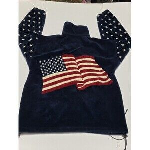 (#C)Vintage Bear Ridge Outfitters USA Flag Fleece Jacket Full Zip Made USA XL